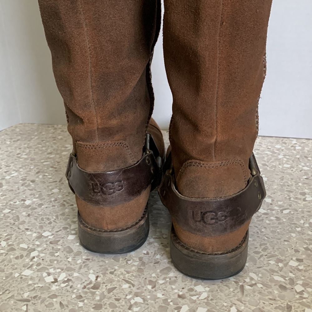 UGG Australia Dree Boots Women's 7.5 Suede Dark Brown Knee High Harness - Picture 3 of 13